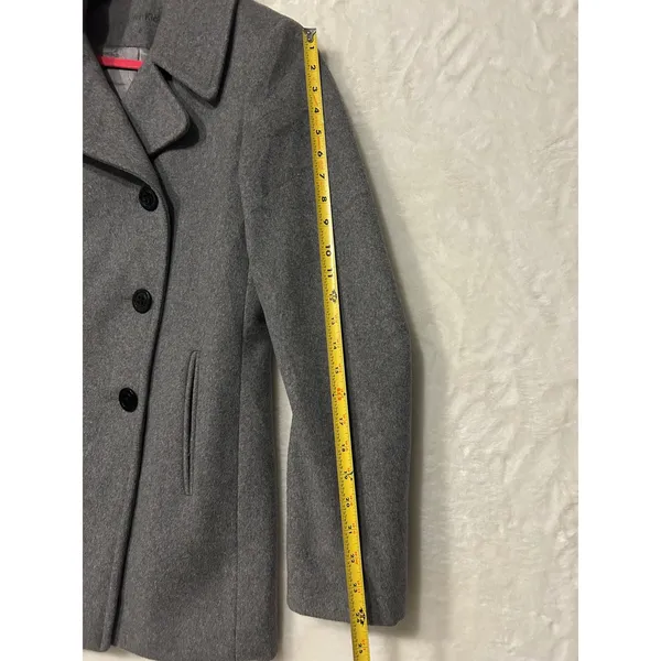 Calvin Klein Womens Grey Wool Blend Double‎ Breasted Peacoat Jacket Size 8 - Image 4