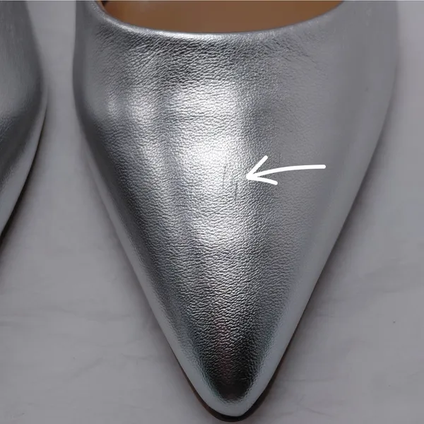 Naturalizer Women's Pumps Size 8.5M Silver Metallic Leather Pointed Toe Heels - Image 6