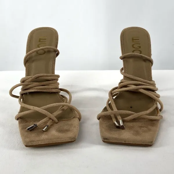 Ego Fiat Faux Leather Lace Up Square‎ Toe Sculptured Heel in Nude Size 7 - Image 5