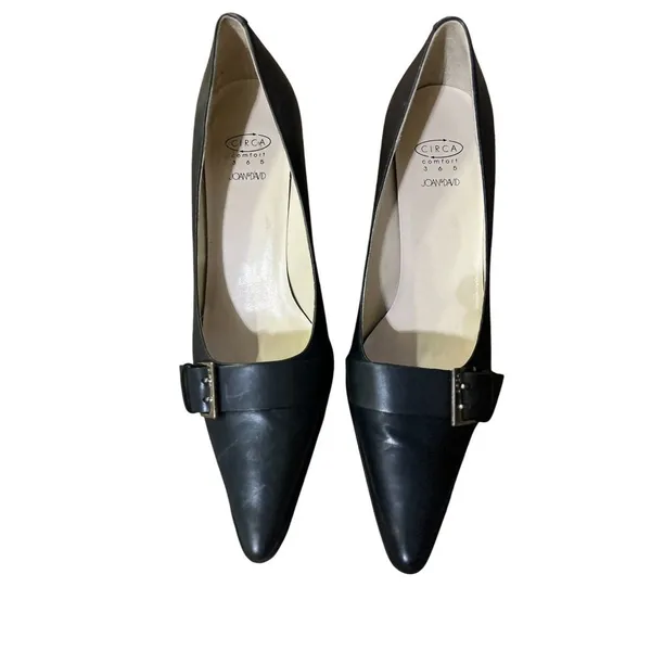 Joan & David Leather Pointy Toe Pumps Womens 8M Blue Circa 365 CJCalliope Y2K - Image 2