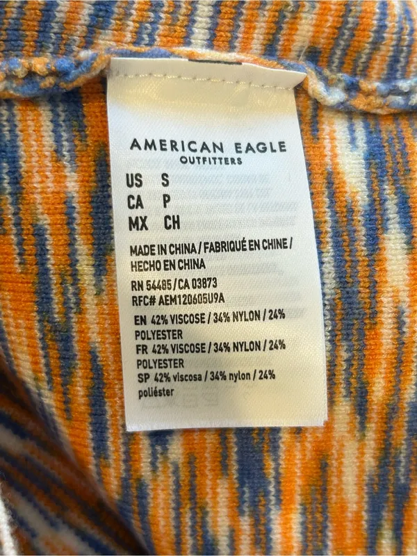 American Eagle Outfitters Orange and Blue Knit Halter Dress New - Image 6