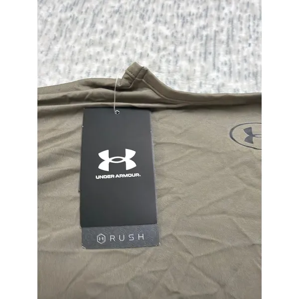 Under Armour Rush Women Small T-Shirt Taupe Brown Olive Short Sleeve Performance - Image 6
