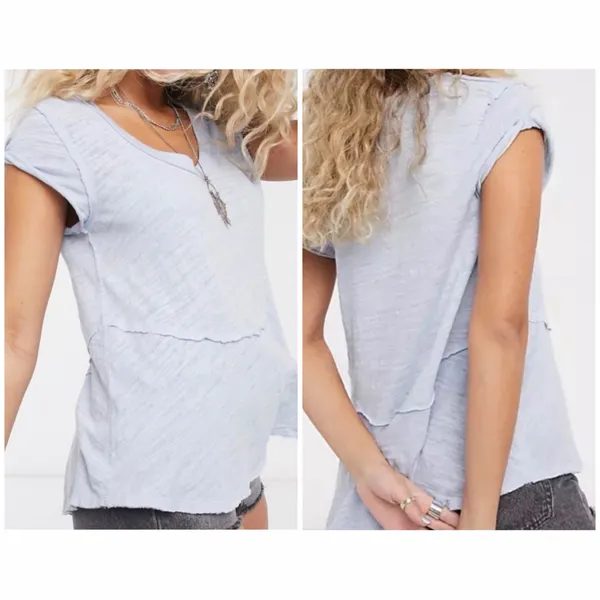 Free People We The Free Purple Semi Sheer Sweetness Tee Small - Image 6