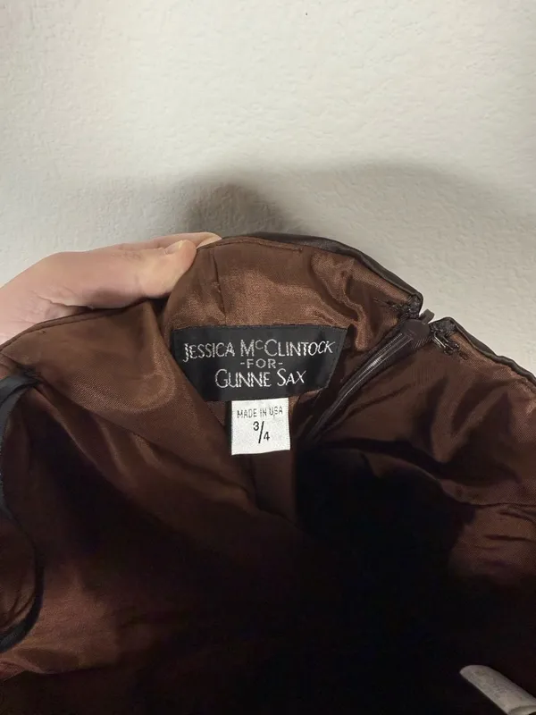 Jessica McClintock Gunne Sax Strapless Satin Corset Dress Brown Size 3/4 - Image 12