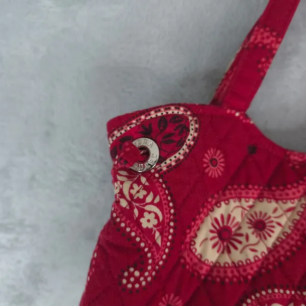 Vera‎ Bradley Handbag Womens Small Red Paisley Quilted Cotton Boho Bag - Image 4