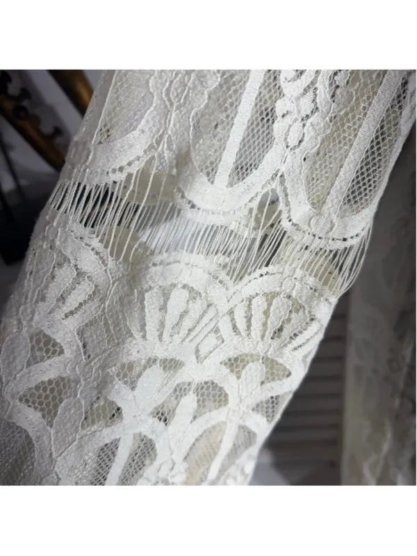 Tacera boho dress cream lace victorian bell sleeves romantic coquette fairy S - Image 11