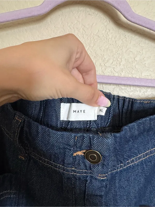 MAYE Goldie Wide Leg Crop Jeans Sz XL Indigo Blue NEW - Image 6