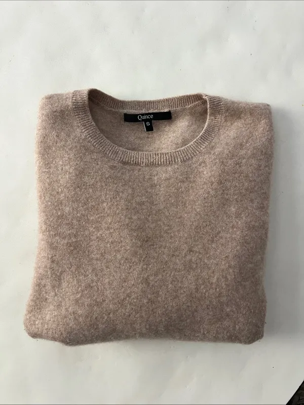 Quince Mongolian Cashmere Crewneck Sweater in Oatmeal Small - Image 3