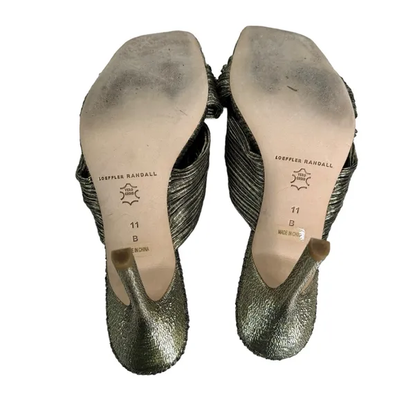 Loeffler Randall Claudia Heels‎ Gold Textured Bow - Image 5