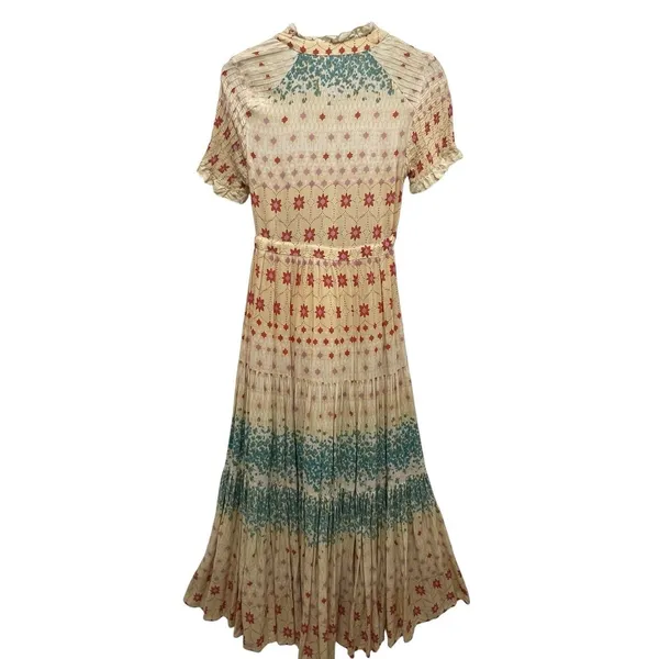 Free People Rare Feeling Cloud Combo Printed Tiered Floral Maxi Dress Size S - Image 8