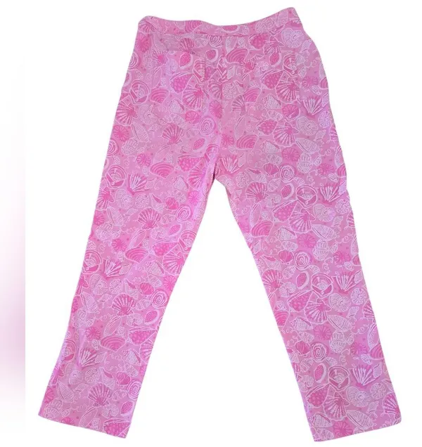 Lilly Pulitzer Womens Pink Seashell Cropped Straight Leg Pants Size 4 - Image 2