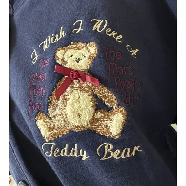 VTG Decorated Originals Teddy‎ Bear Fleece Navy XL Jacket with Embroidery Retro - Image 2