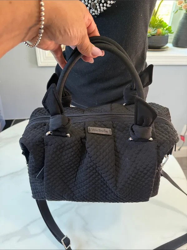 Vera Bradley Black Quilted Small Top-Handle Satchel - Image 2