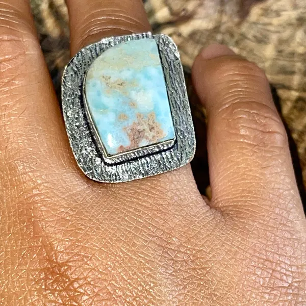 Caribbean Larimar Ring Size 7 1/4 Blue - Image 4