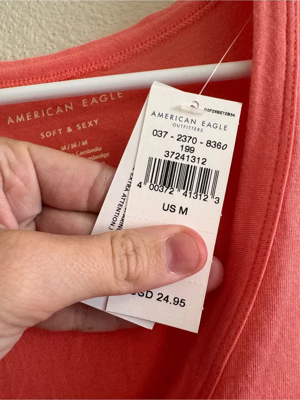 NWT American Eagle Outfitters Coral V-Neck Short Sleeve Tee - Image 2