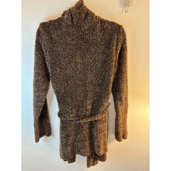 White Stag Woodland Brown Fuzzy Eyelash Knit Belted Cardigan Sweater Large - Image 2
