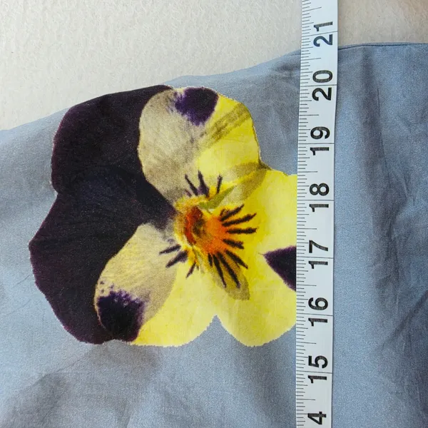 Obey NWT Redux Dress Opal Multi Floral Pansy Blue Cotton Mini Puff Sleeve Size M - Image 12