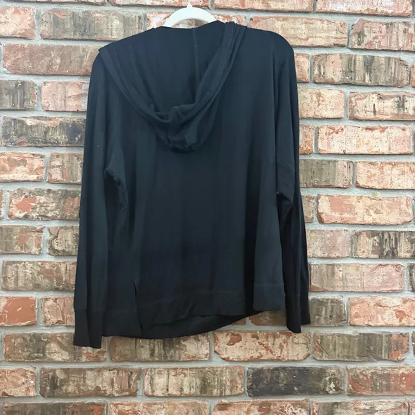 Emerson Street Women Stretch Hooded Top Size XL Black Fleur De Lis Saints French - Image 6