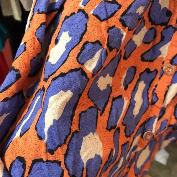 Cabi Orange & Purple Animal Print Sleeveless Top Womens M Tank Blouse Beachy - Image 5