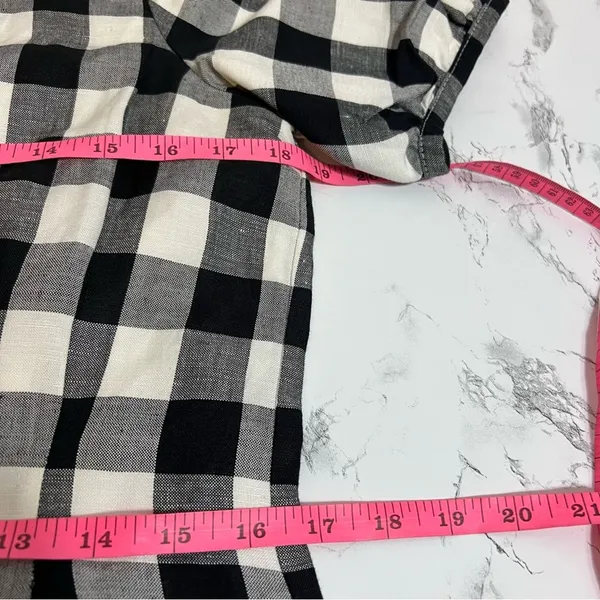 NWT Loft gingham check linen blend puff sleeve button down dress‎ Sz 6 petite - Image 8