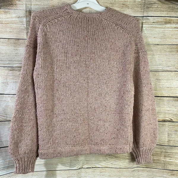 pink chunky knit sweater women size Small wrap front pullover - Image 10