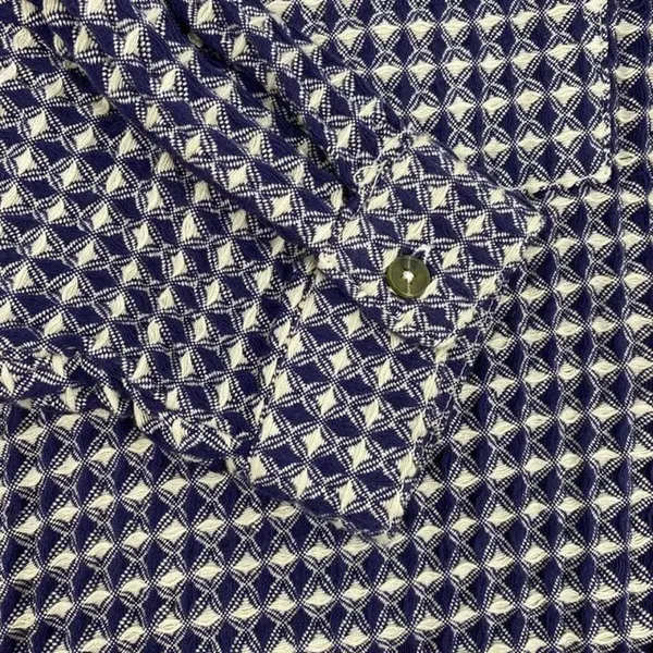BDG Blue Beige Waffle Knit Oversized Button Down Shirt Sz SMALL Street Casual - Image 6