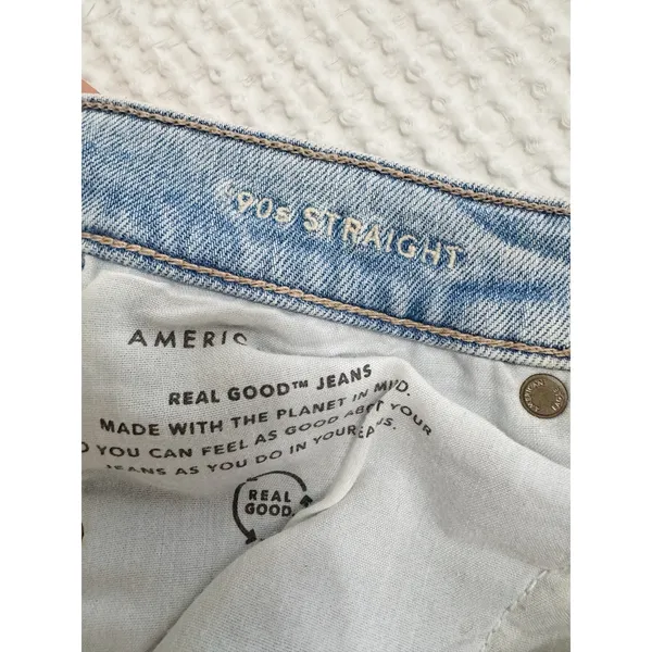 American Eagle 90s Straight Jean Light Wash High Rise Relaxed Denim Women's 4 - Image 5
