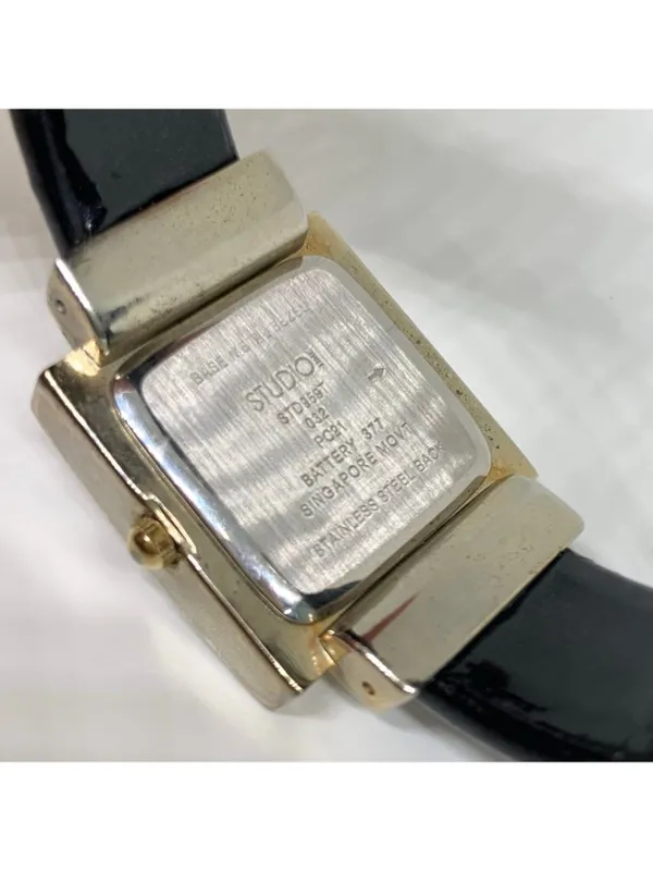 Studio women’s watch gold tone rhinestones 26mm quartz analog cuff band running - Image 7