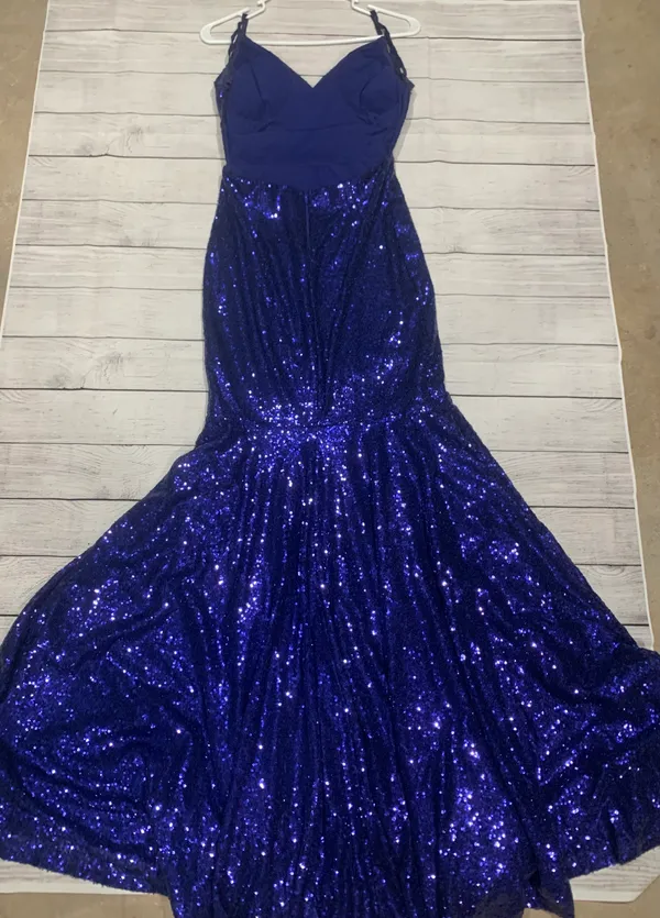 Blue Sequin Prom Dress - Image 3