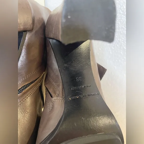 Roberto Del Carlo Taupe Brown High Heel‎ Ankle Leather Boots Size 8 - Image 8