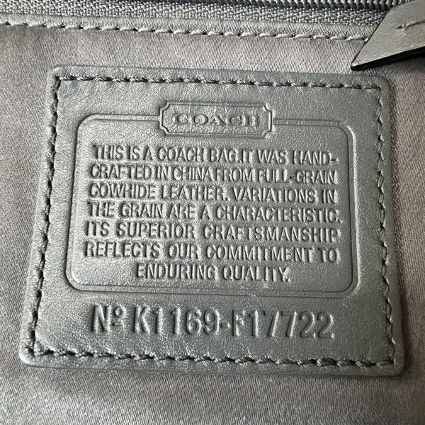 Coach Tote Bag Womens Large Bronze Metallic Leather Zip Shoulder Purse Charm - Image 6