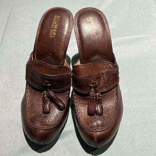 Michael Kors Wooden High Heel Clogs real leather‎ Size 8. B56 - Image 3