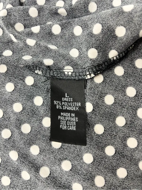 AB‎ Studio Black and White Polka Dot Wrap Midi Dress Size L - Image 9