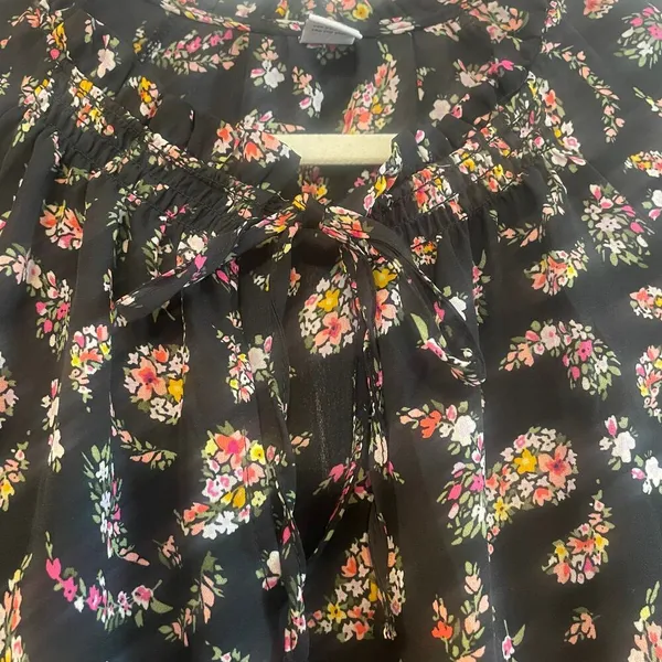 Old Navy Womens Top Dress Medium Black Floral Paisley Ruffle Long Sleeve - Image 8