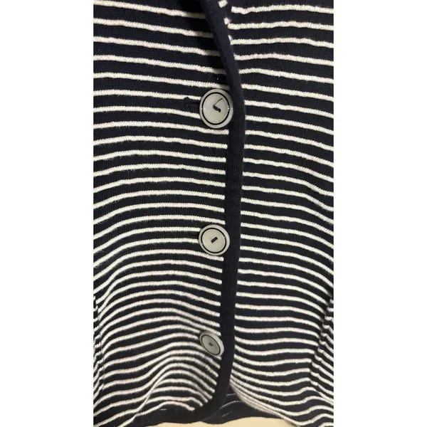 Brooks Brothers Supima Cotton Nautical Cardigan‎ Sweater XL Navy/White Striped - Image 3