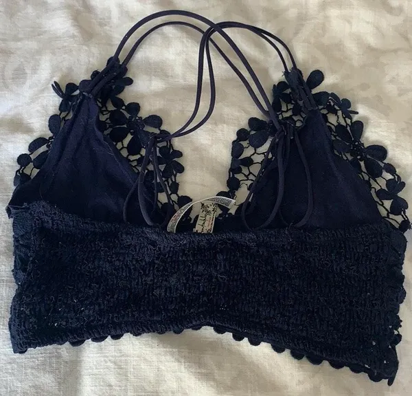 Free People lace scallop navy blue bralette - Image 2