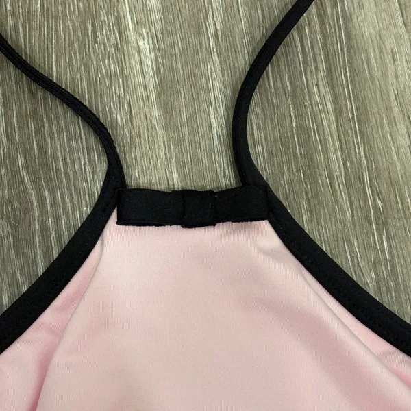 Kate Spade Plage Du Midi Halter Bikini Set Blossom Pink Black XS Preppy Coquette - Image 5
