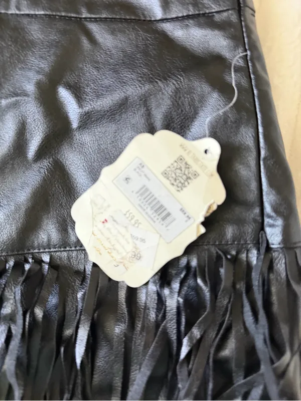 NWT Altar’d State Black Fringe Leather Mini Skirt - Image 3