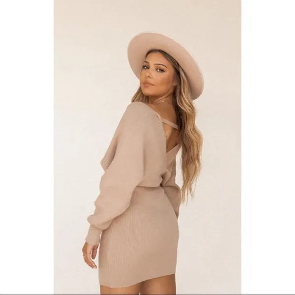 ✨ Sol Brown Long Sleeve Sweater Dress✨ - Image 2