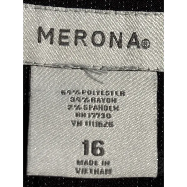 Merona Black Pinstripe Wide Leg Crop Dress Pants High Rise Side Zip Size‎ 16 - Image 4