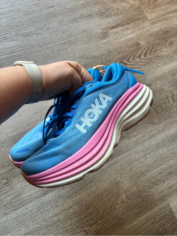 Hoka One One Bondi 8 Wide Sneakers Coastal Sky Blue Pink Size 6.5 D - Image 4