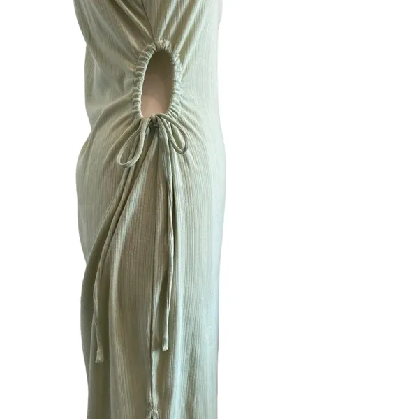 Sleeveless Knit Midi Dress With Cut Out Tie Side By Planet Gold - Image 6