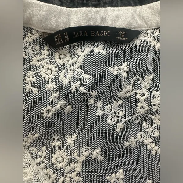 Zara Elegant White Lace Women's Top, Size M - Image 2