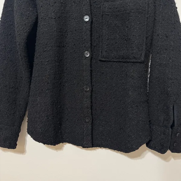 Abercrombie & Fitch Oversized Textured Tweed Button Up Shacket Small Black Coat - Image 5