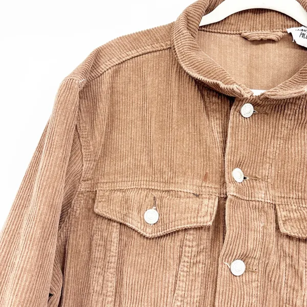 Princess‎ Polly Women Brown Western Boho Oversized Corduroy Trucker Jacket M/L - Image 4
