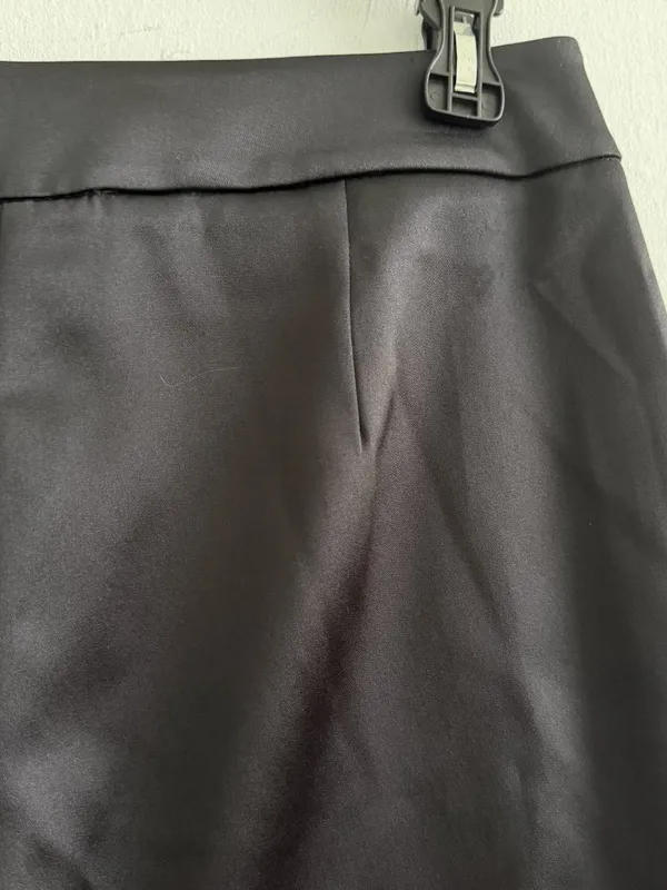 NEW ZARA WOMAN Black SATIN Flare Leg Trousers Dress Pants MEDIUM High Rise - Image 6