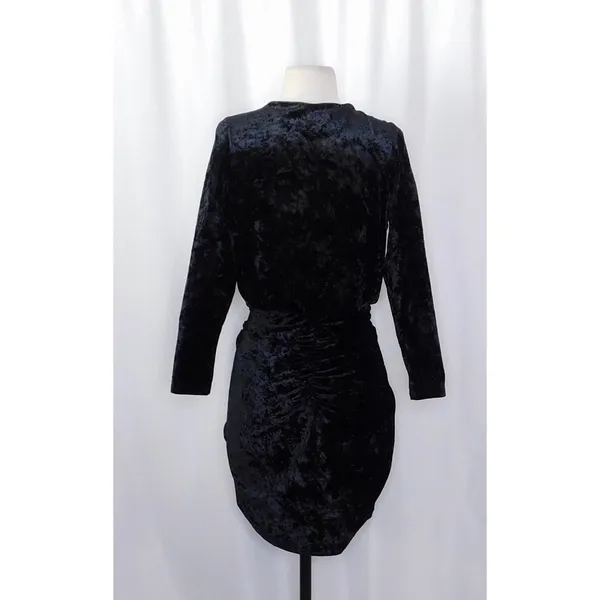 MISA Los Angeles Ophelie Black Crushed Velvet Tie Front Mini Dress Stretch Small - Image 8