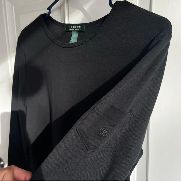 Ralph‎ Lauren Black Long Sleeve Tee size M - Image 4