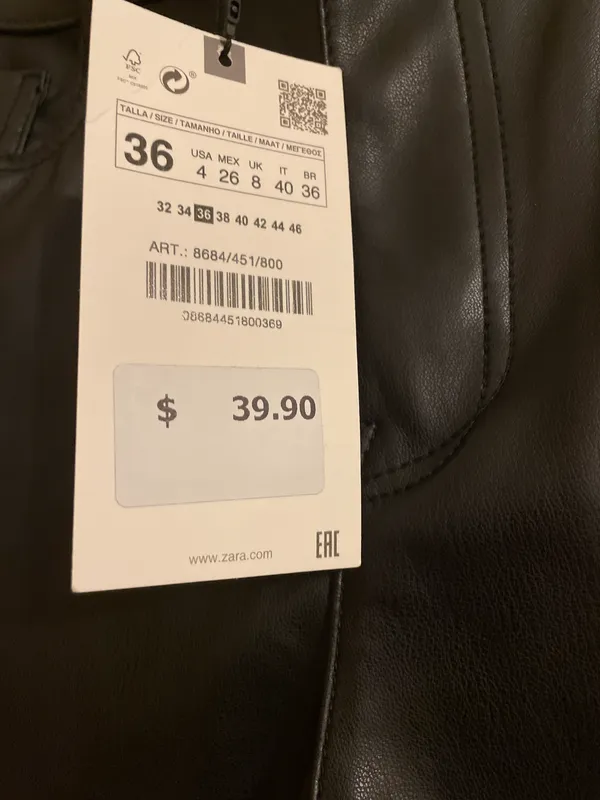 ZARA Leather Black Pants - Image 2