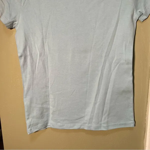 DKNY Women's‎ Size Small Crewneck T-Shirt Light Blue Cap Sleeves Organic Cotton - Image 6